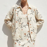 Light Pink Flowers Linen-Look, Polyester