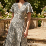 White Floral Jacquard, Viscose-Poly