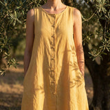 100% Polyester Linen-Look Fabric, 144 gsm — Khaki