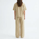 Polyester Viscose Stretch Linen-Look Fabric, 234 gsm — Khaki
