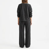 Polyester Stretch Linen-Look Fabric, 254 gsm — Black