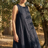 Linen Viscose Woven Fabric, 206 gsm — Navy