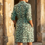 Black Floral Linen-Look, Polyester, 160 gsm