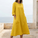 Polyester Viscose Stretch Linen-Look Fabric, 204 gsm — Yellow