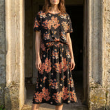Orange Floral Knit, Polyester, 171 gsm