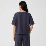100% Polyester Linen-Look Fabric, 145 gsm — Navy