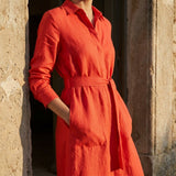 100% Polyester Linen-Look Fabric, 145 gsm — Red, ref EF-213636