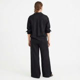100% Polyester Linen-Look Fabric, 142 gsm — Black