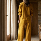 100% Polyester Linen-Look Fabric, 183 gsm — Yellow