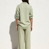 100% Polyester Linen-Look Fabric, 203 gsm — Green
