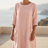 100% Polyester Linen-Look Fabric, 203 gsm — Pink