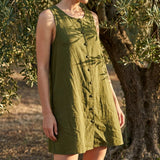 Olive Marl Linen-Look, Polyester