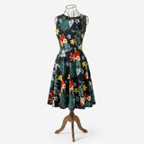 Green Tropical-Floral Poplin, Cotton
