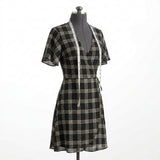 Black Plaid Chiffon, Polyester