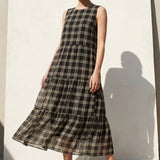 Black Plaid Chiffon, Polyester