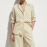 Black Dots Woven, Viscose-Linen, 196 gsm