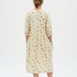 Brown Abstract-Brushstroke Woven, Viscose-Linen
