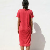 Red Heathered-Marl Jersey Knit, Poly-Linen