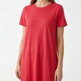 Red Heathered-Marl Jersey Knit, Poly-Linen