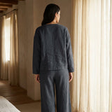 Dark Grey Marl Woven, Viscose-Linen