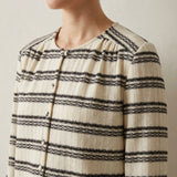 Black Horizontal-Stripe Rib Knit, Poly-Viscose, 179 gsm