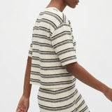 Black Horizontal-Stripe Rib Knit, Poly-Viscose, 179 gsm
