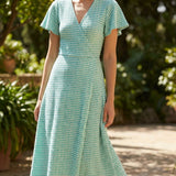 Teal Geometric-Square Chunky Knit