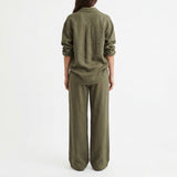 Polyester Viscose Stretch Linen-Look Fabric, 209 gsm — Khaki
