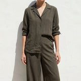 Polyester Viscose Stretch Linen-Look Fabric, 209 gsm — Khaki