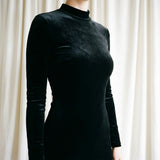 Polyester Stretch Velvet Fabric, 275 gsm — Black