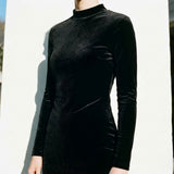 Polyester Stretch Velvet Fabric, 275 gsm — Black