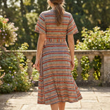 Grey Horizontal-Stripe Knit, Poly-Viscose, 207 gsm