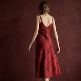 Red Plaid Faux Suede, Polyester