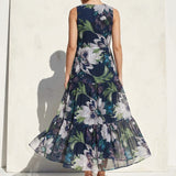 Green Large-Floral Chiffon, Polyester
