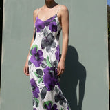 Purple Floral Satin, Polyester