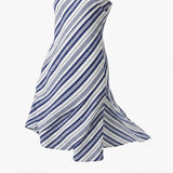 Blue Vertical-Stripe Crepe, Viscose