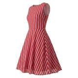 Red Vertical-Stripe Chiffon, Polyester, 121 gsm, 145 cm