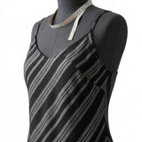 Black Vertical-Stripe Chiffon, Polyester, 83 gsm
