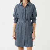 Polyester Stretch Linen-Look Fabric, 216 gsm, 145 cm — Navy