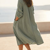 100% Polyester Linen-Look Fabric, 149 gsm, 145 cm — Green