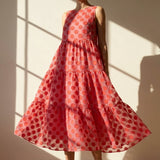Red Dots Chiffon, Polyester