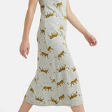 Yellow Leopard French Terry, Poly-Cotton