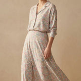 Pastel Pink Flowers Jersey Knit, Poly-Viscose
