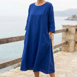 Polyester Stretch Linen-Look Fabric, 192 gsm, 170 cm — Blue