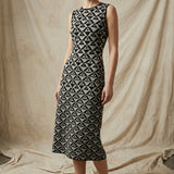 Black Geometric-Triangle Jacquard, Poly-Viscose
