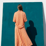 Orange Diagonal-Stripe Jersey Knit, Polyester