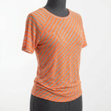 Orange Diagonal-Stripe Jersey Knit, Polyester