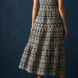 Navy Abstract Jacquard, Poly-Viscose