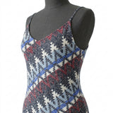 Navy Geometric Chunky Knit, Poly-Viscose, 130 gsm