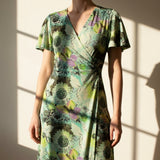 Green Bold-Floral Jersey Knit, Viscose, 270 gsm